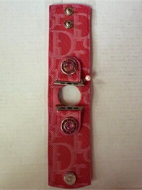 Authentic Upcycled Red & Pink Dior Cuff Apple Watchband - Size 5 *NEW*